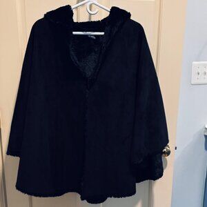 Short Black Cape with faux fur by Katie Todd - Size S/M